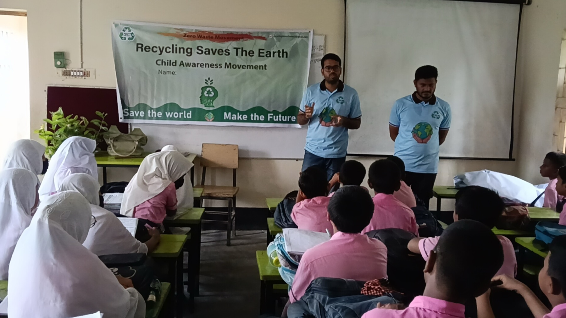 Facilitators lead the recycling awareness session